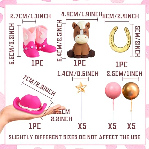 JeVenis Pony Cowgirl Cake Topper Cowboy Western Cake Decorations Cowgirl Hat Birthday Cake Topper Cowgirl Boots Cow Balls Cake Decoration by JeVenis - Image 2