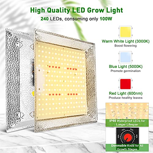 IPOW Grow Tent Kit Complete System 2x2 ft LED Grow Light Dimmable Full Spectrum Indoor Grow Tent Kit 24"x24"x55" Hydroponics Grow Tent with 4 Inch Ventilation Kit 2 IPOW Grow Tent Kit Complete System 2x2 ft LED Grow Light Dimmable Full Spectrum Indoor Grow Tent Kit 24"x24"x55" Hydroponics Grow Tent with 4 Inch Ventilation Kit - Image 3