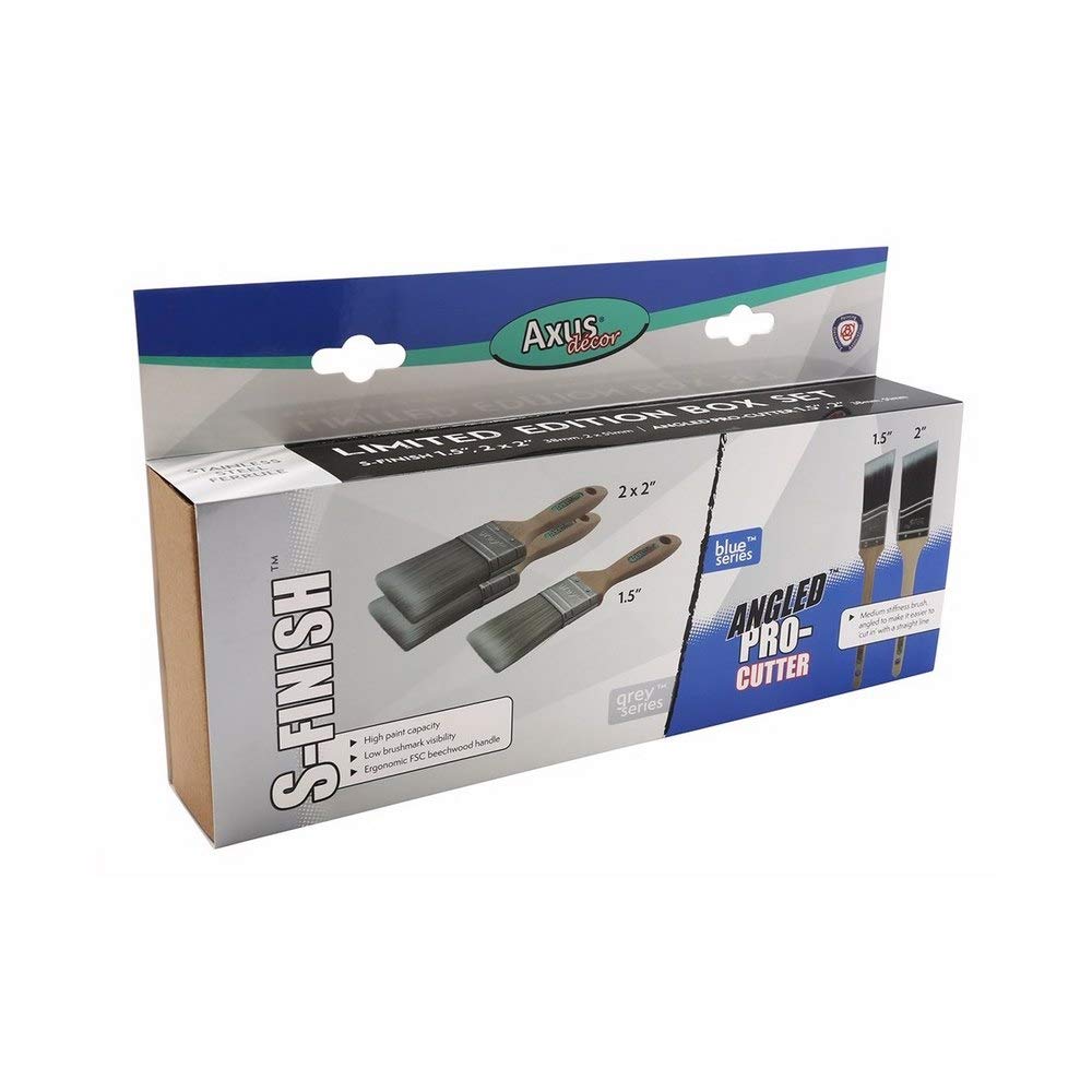 Axus Decor finitura grigio S & blu angolato Pro cutter 5 pennello set -