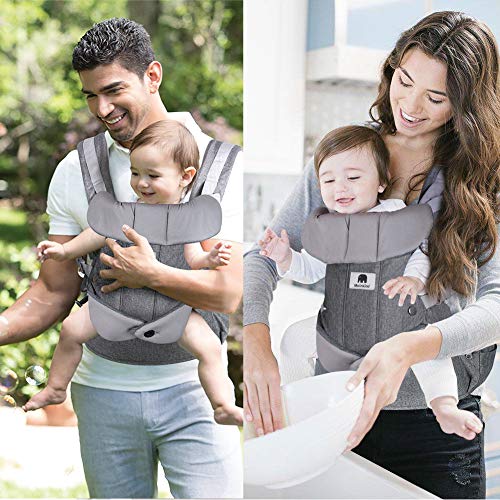 Meinkind Baby Carrier, 2-in-1 Convertible Carrier Ergonomic, Soft Breathable Mesh Comfortable Baby Carrier for 8~33lbs Infant, Front Carrier with Head Support, Padded Shoulder Strap, Dark Grey
