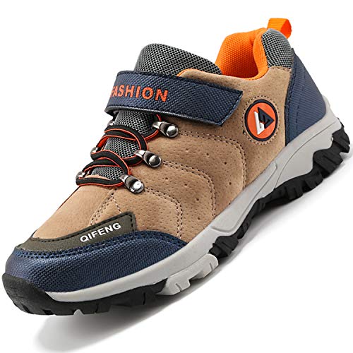 Unitysow Zapatos de Niños Zapatillas de Senderismo Botas de Montaña Impermeables Deportiva al Aire Libre Senderismo Calzado de Trekking EU31-40,Marrón,EU35