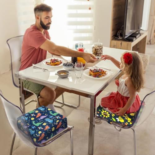 Image of Toddler Booster Seat for Dining Table, Portable Booster Seat for Kitchen Chair, 4 Inch High-Density Foam Cushion with Adjustable Safety Straps and Non-Slip Bottom, Perfect for Kids Travel and Daily