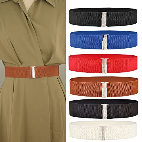 YOU&M Women's Elastic Waist Belt Diamond Clasp Stretch Wide Corset Elegant Sweet for Dress Plus Size Accessories2