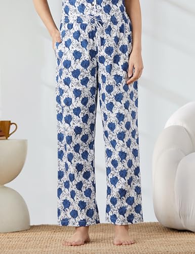 Image of Amazon Brand - Myx Women Cotton Shirt and Relaxed Pajama Set | Night Suit Set (Available in Plus Sizes)