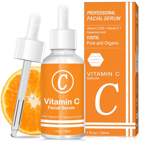 Premium 20% Vitamin C Serum for Face with Vitamin E, Sodium Hyalu...