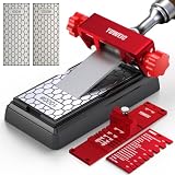 Wood Chisel Sharpening Jig, 0.1'-2.8' Width, 10°–45° Angle Adjustable Honing Guide 400/1000 Grit Diamond Plate, Roller Rail & Angle Positioning System for Planer Blades, Chisels & Straight Tools