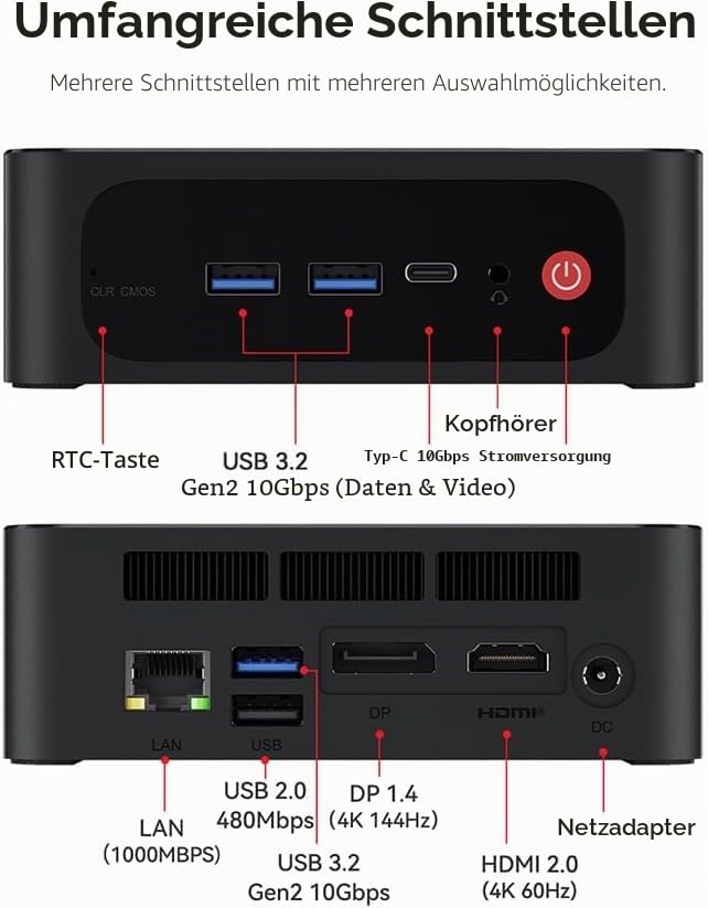 Beelink SER5 MAX 5800H Mini PC mit Windows 11 Pro, 8-Core Ryzen 7