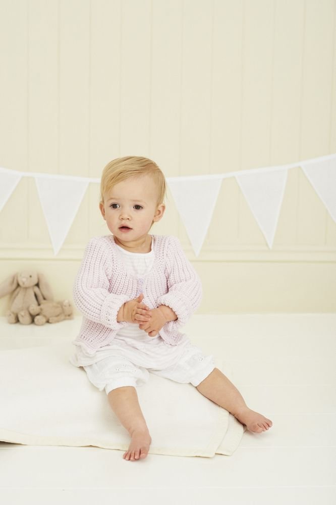 Stylecraft Mixed Lullaby Dk Knitting Pattern 8805, Baby Cardigan. Size Permature - 3 Years.