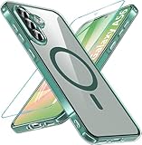 OWKEY Coque pour Samsung Galaxy A56 5G Compatible avec MagSafe avec Verre Trempé, Magnétique Protection Samsung A56 Transparent Étui Arrière Housse Fine Antichoc Extérieur Case pour Galaxy A56, Vert