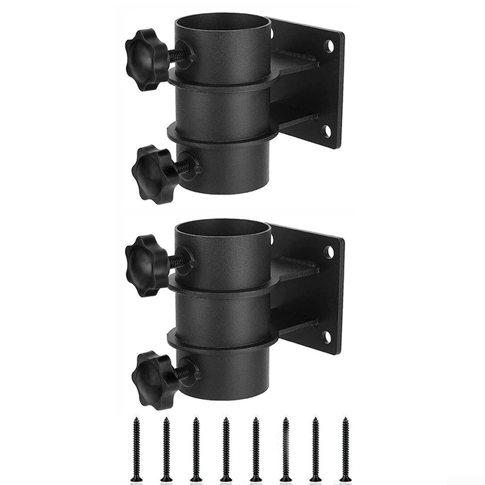 Supporto per ombrellone per ringhiera da patio, staffa angolare per pali da 3,3 a 5,3 cm, set di morsetti in ferro resistente per terrazze da giardino, esterni, supporto stabile