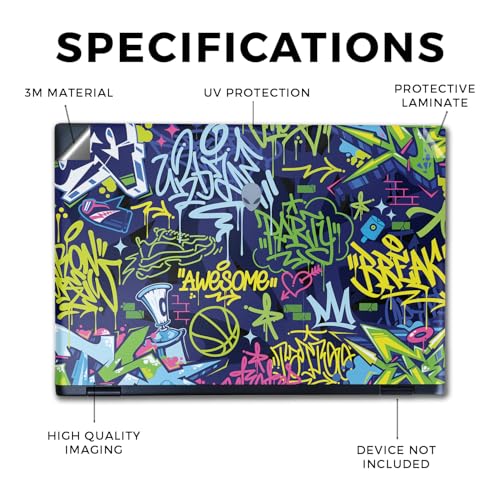 Image of Laptop Skin Compatible with Alienware M16 R2 (2024) - Neon Tags - Premium 3M Vinyl Protective Wrap Decal Cover - Easy to Apply | Crafted in The USA by MightySkins