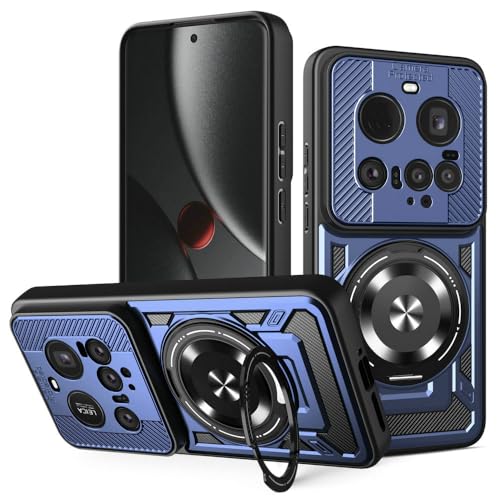 Coque Xiaomi 15 Ultra 5G bleue compatible MagSafe avec support rotatif 360
