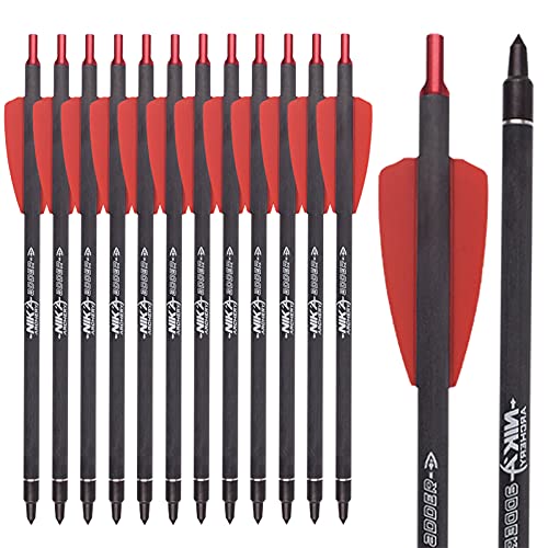 7.5" Crossbow Bolts Carbon Arrows SP350 with 100grain Tips for Cobra System R9 Bow Hunting, Pack of 12