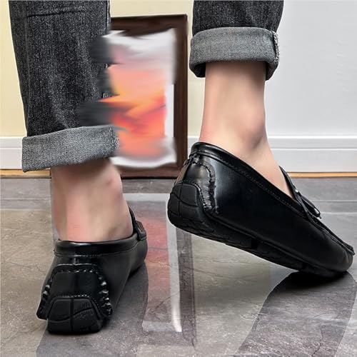 Mens Loafers Square Toe Brogue Embossed with Tassel Driving Loafers Lightweight Slip Resistant Flexible Party Slip-ons4