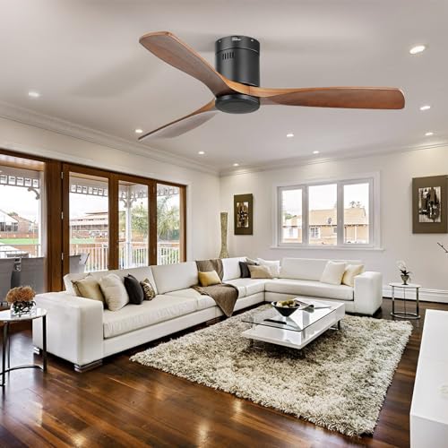 Sofucor 52 Inch Ceiling Fan Without Lights Flush Mount Ceiling Fan With Remote Control thumb #6