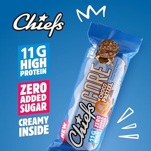 CHIEFS Creamy High Protein Riegel - süß-salziger Schokolade Brezel Geschmack - 12er Box - 11g Protein - perfekter Snack ohne Zuckerzusatz - kalorienarm & low sugar - Eiweißriegel ohne Palmöl 2