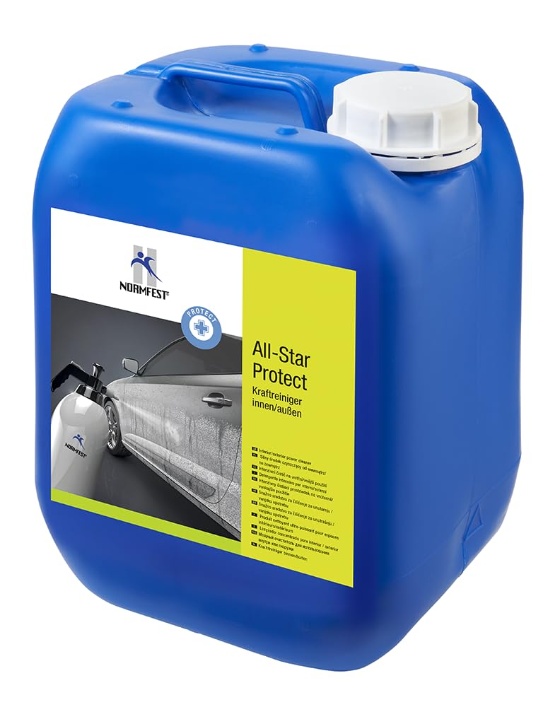 Normfest All-Star Protect – Kraftreiniger & Entfetter für Innen- und Außenbereiche, entfernt Öl, Fett, Nikotin, Insekten & Straßenschmutz, geruchsarm, oberflächenschonend & biologisch abbaubar 5 Liter