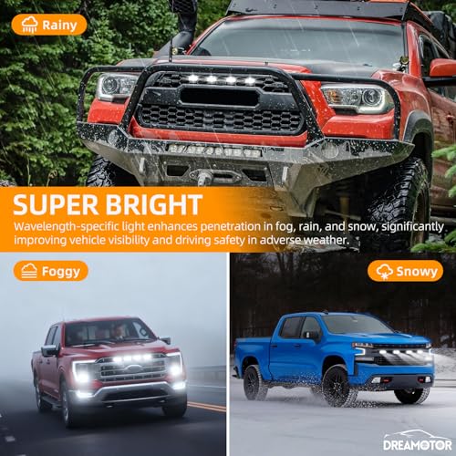 DREAMOTOR 4PCS luces LED para parrilla de auto universal miniatura 3