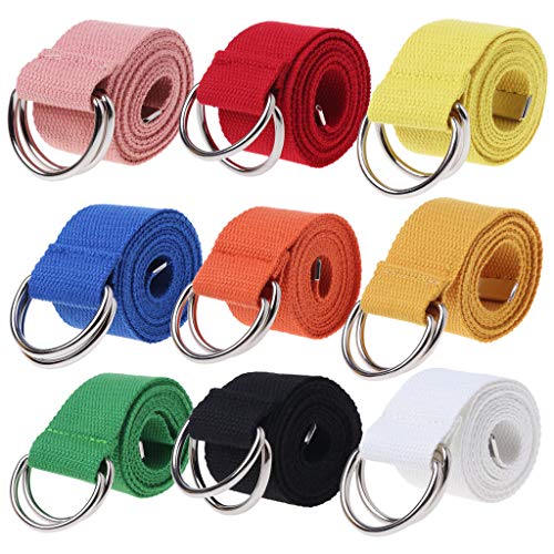Teenager Boys Girls Students Double Buckle Waist Belt Canvas Solid Color3