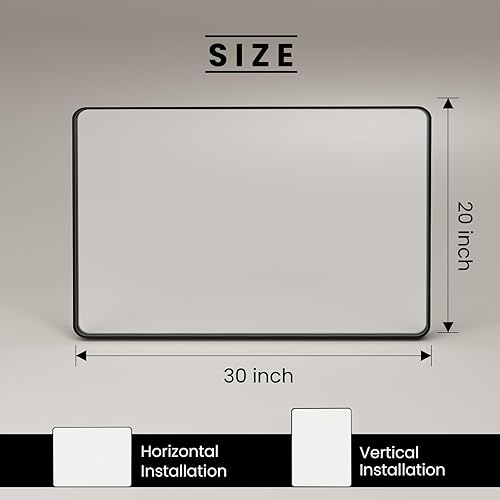 Miniatura 290 de Espejo de baño dorado, 48 x 30 pulgadas, espejo de marco de metal dorado cepillado para pared, espejo rectangular redondeado de tocador de baño