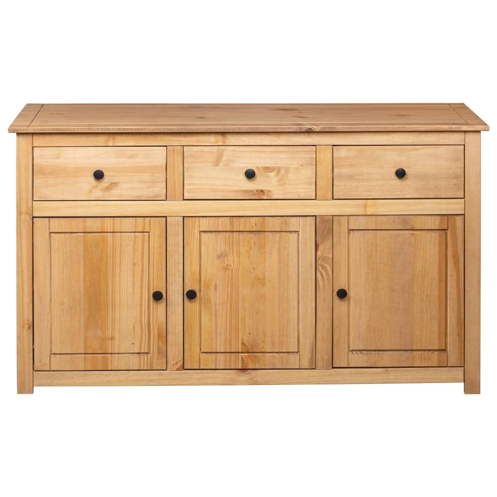 Aparador 135 x 40 x 80 cm de pino macizo Panamá para cocina, pasillo y salón, diseño moderno de madera con 3 cajones y 3 puertas, estable y ahorra espacio