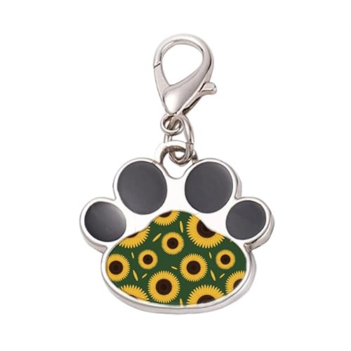 DIYthinker?Pattern Sunflower Petal Flower Pet Tag Keychain Dog Cat ID