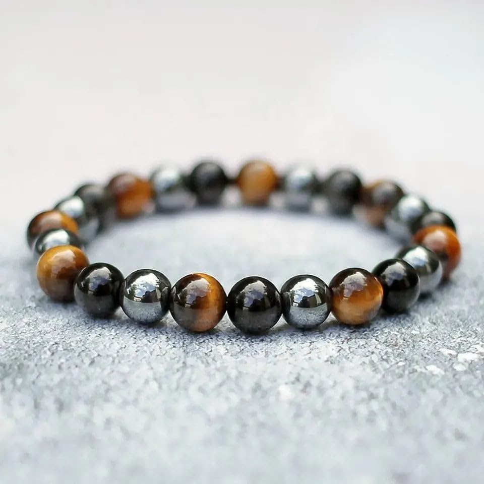 Miniatura 6 de Triple Protection Bracelet Tiger Eye, Hematite, Black Obsidian - For Protection, Luck, and Prosperity - Natural Stone Handmade Bracelet