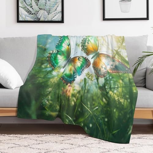 Couverture flanelle douce et chaude plaid imprimé papillon lavable