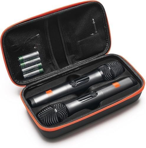 Ekoomar Wireless Microphone Case - Compatible with JBL Wireless Two Microphone System - Handheld Dual Mic Travel Bag for Singing & Karaoke |