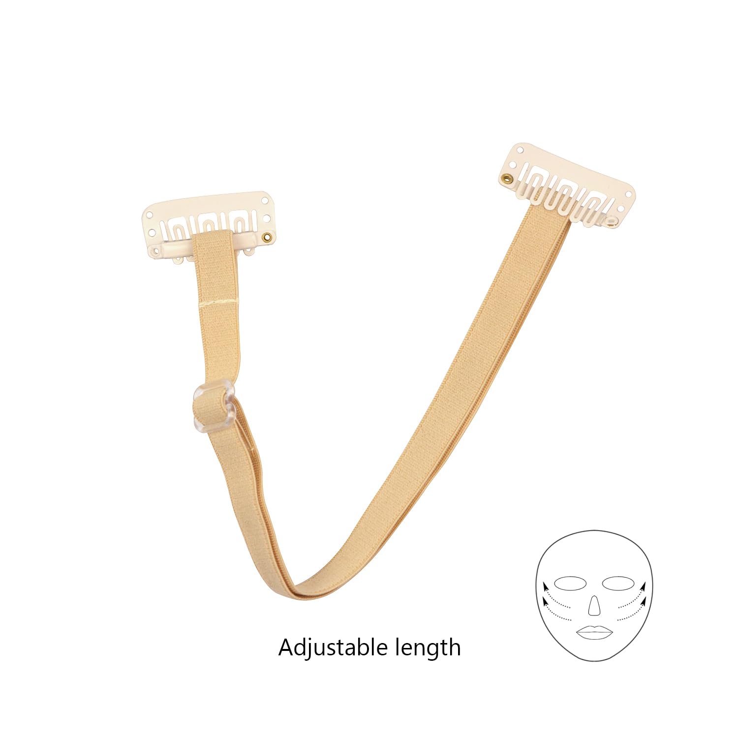 4 Pcs Face Lift Bands Adjustable Elastic Eyelids Lift Straps with Clips for Face Shaping (24cm Blonde Single Bands) - Image 3