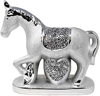 Silver unicorn Sparkle Ornament Bling Crushed Diamond Gift | Horse Racing Standing Statue Figure ornament| Handmade Craft | Crushed Diamond Display |Gift Present for all occasion, Home Decoration