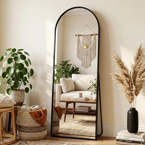 Novlux Full Length Mirror, 58" x 21" Arched Full Body Mirror Large Standing Floor Mirrors, Mirrors for Bedroom, Bathroom, Living Room Standing or Wall Leaning, Black — view 2