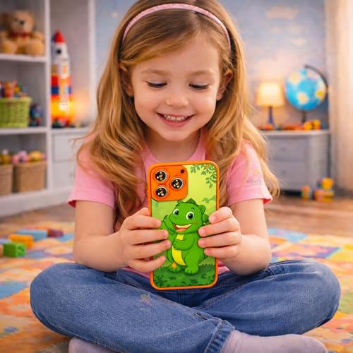 Image of Wishkey Edu Phone for Kids Dinosaur Theme 28 Functions Rechargeable USB Cable Not Included Learning Mobile Toy with 22 Features English & Hindi Language Toddler Learning Phone for Boys & Girls Age 2+