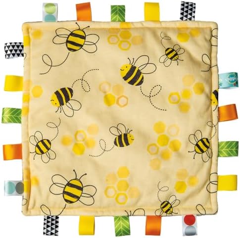 Taggies Lovey for Baby Security Blankets Original Comfy Blanket with Sensory Tags, 12 x 12-Inches, Bumble Bees image 3