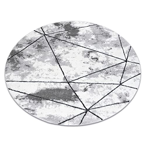 Tapis moderne cosy gris pour salon avec triangles géométriques structurels - 2