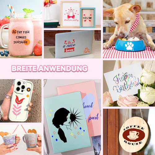 HTVRONT Transferfolie Plotter für Vinyl – 12 Zoll x 10 Fuß (30,5 x 305 cm) Übertragungsfolie Plotter mit mittlerer Haftung für permanente Vinylfolien geeignet für Schilder, Aufkleber, Dekale