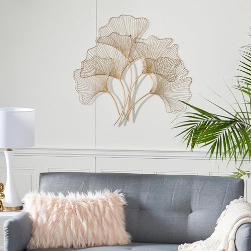 Deco 79 86988 Cosmoliving By Cosmopolitan Metal Floral Home Wall Decor Wire Ginkgo Leaf Wall Sculpture thumb #1