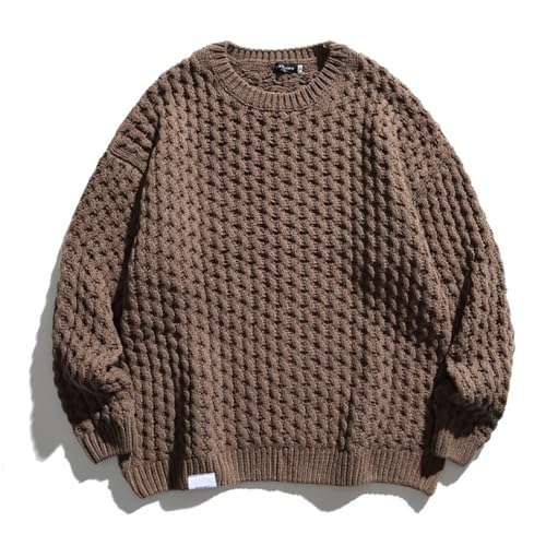 Pull tricoté homme gaufré col rond anti déformation