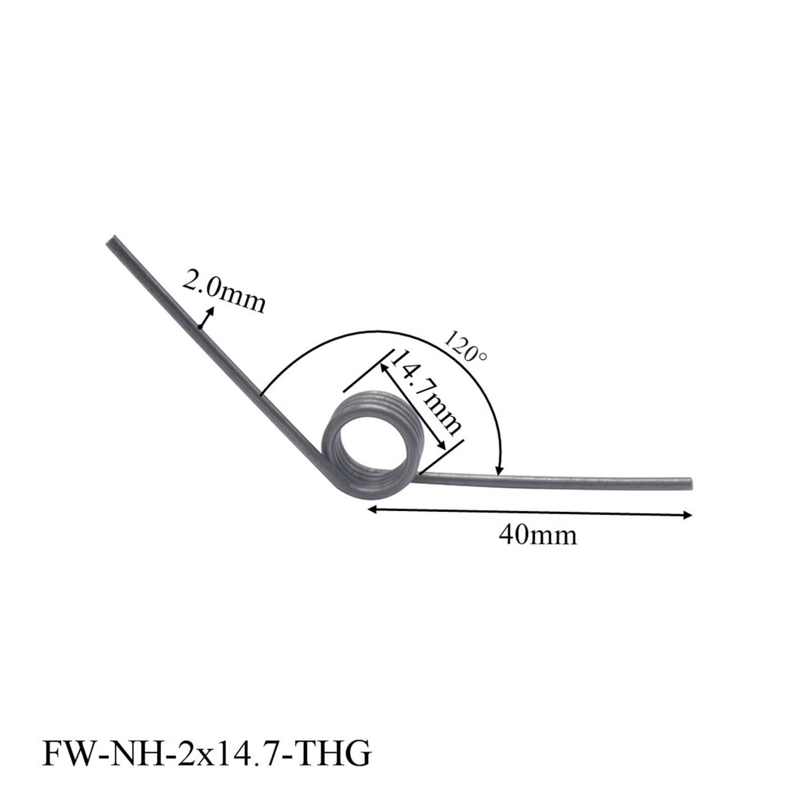 5-50 pièces/lot 2 mm de diamètre de fil ressort de torsion 120 degrés 40 mm de long (taille : FW-NH-2X14.7-SS, couleur : 20 pièces)