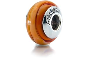 Autumn Evening Glass & Sterling Silver Charm Bead S925