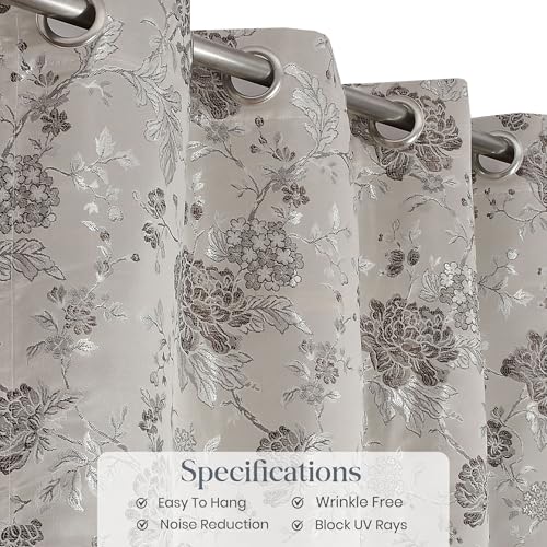Image of FRESH FROM LOOM Floral Window Room Darkening Curtains 6 Feet Long|High Tenacity Yarn Polyester Weaved Grommet|Premium Screens for Home Office|Prada for Living Room,Dust Repellent(Coffee,6ft,1pc)