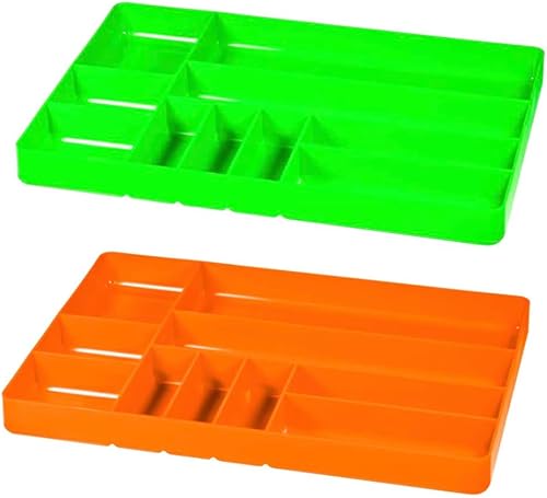 ERNST Tool - Bandeja organizadora de garaje, naranja y verde, 10 compartimentos