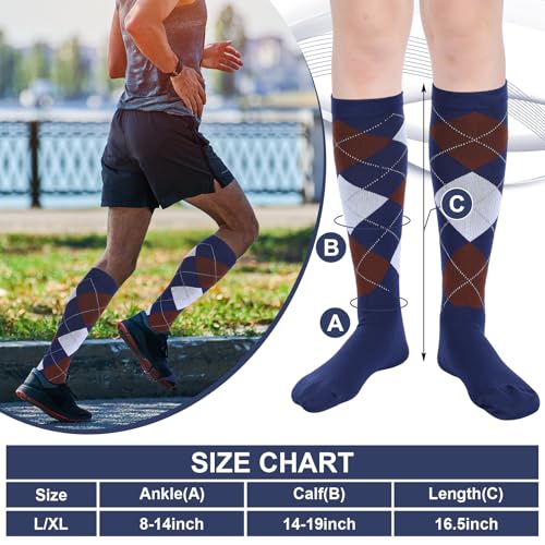 10 Pairs Men's Calf Dress Compression Socks 8-15mmhg Light Compression Socks Graduated Support Stocking for Men Father Christmas Gift3