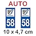 Autocollant plaque immatriculation voiture dpt 58 Nièvre