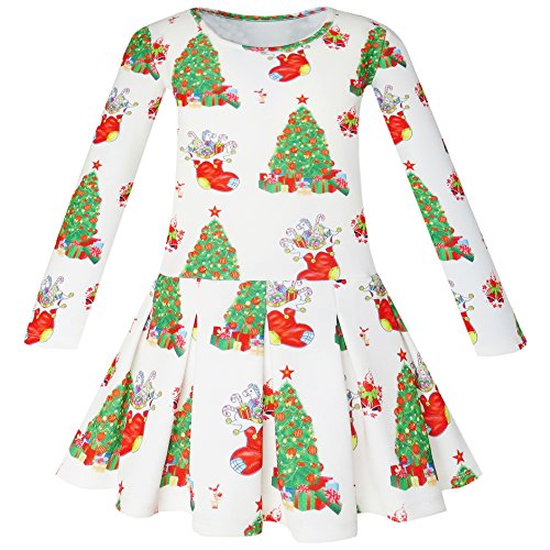 Sunny Fashion Girls Dress Christmas Tree Xmas Stockings Holiday Size 4-10