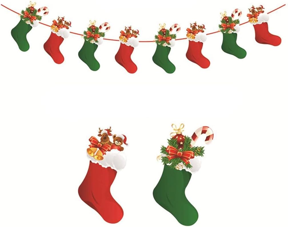 2pc 3 M Garland Christmas Banners Santa Claus Banner Snowman Flag Xmas Trees Banners Decor (Color : D Size : 3 m) (F 3 m)