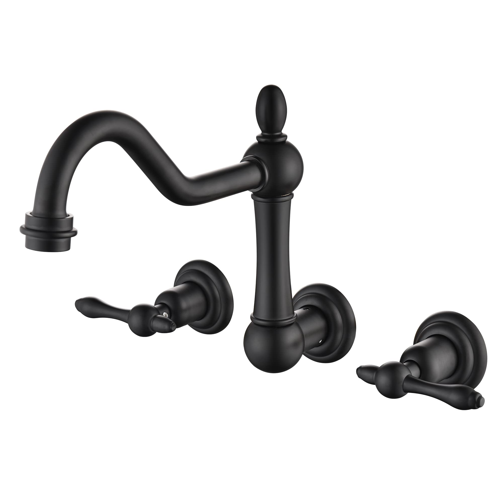 sumerain Grifo de bañera negro para montaje en pared, estilo vintage, 3 agujeros, centro de 8 pulgadas