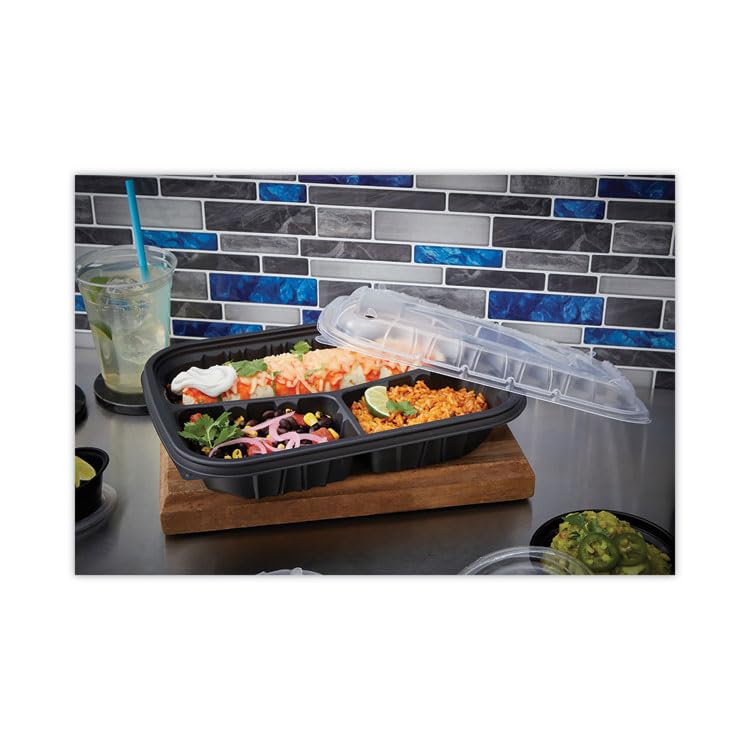Pactive YCNB12X95203 Earthchoice Entree2go Takeout Container, 3-compartment, 48 Oz, 11.75 X 8.75 X 2.13, Black, Plastic, 200/carton