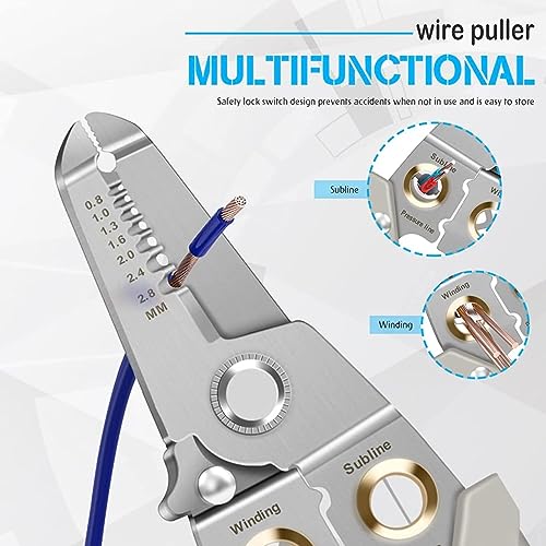 Image of Wire Stripper, 6 in 1 Multifunctional Special Wire Stripper for Electrician, Wire Plier and cutter, Wires Cutter Tool, Hand Tool, Wires Looping Pliers,Wire Stripping Tool
