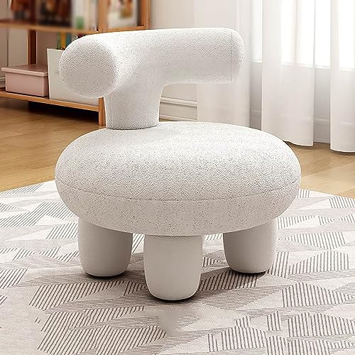 NAKEAH Silla de Boucle de Pouf otomano, Lindo Taburete de pies con mechones pequeños Oveja otomana para Sala de Estar Dormitorio decoración del hogar,A